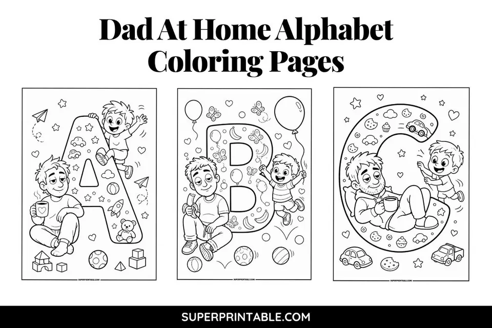Dad At Home Alphabet Coloring Pages Feature Image