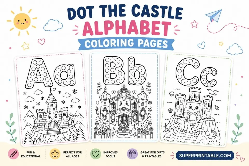 Dot The Castle Alphabet Coloring Pages Feature Image