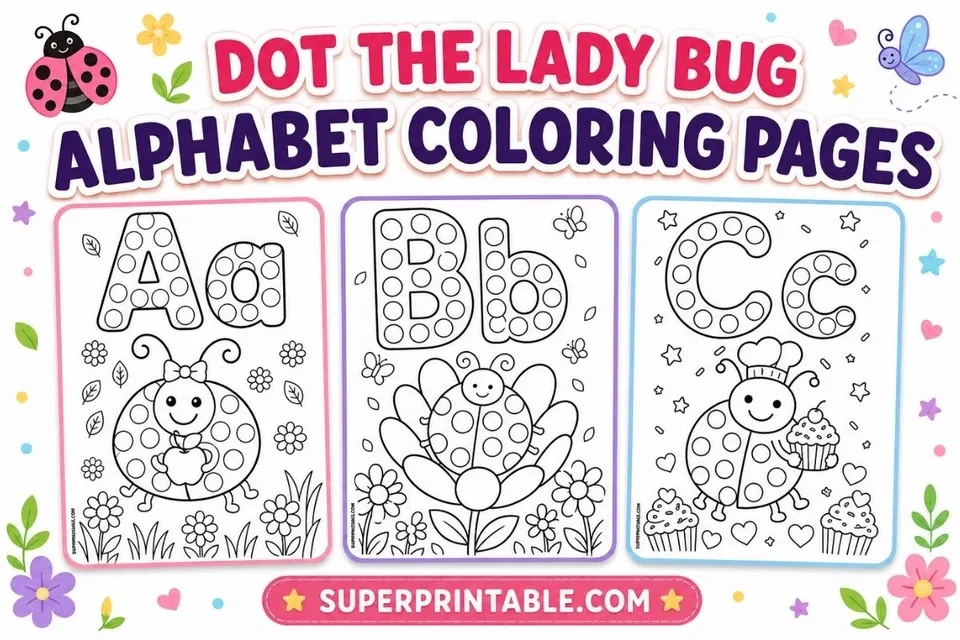Dot The Lady Bug Alphabet Coloring Pages Feature Image