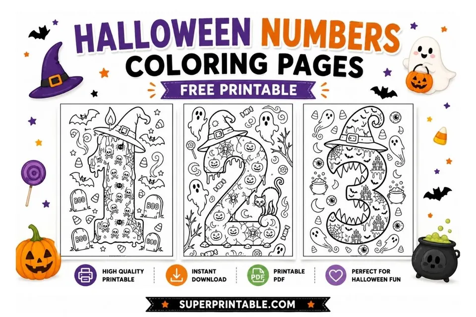 Halloween Numbers Coloring Pages