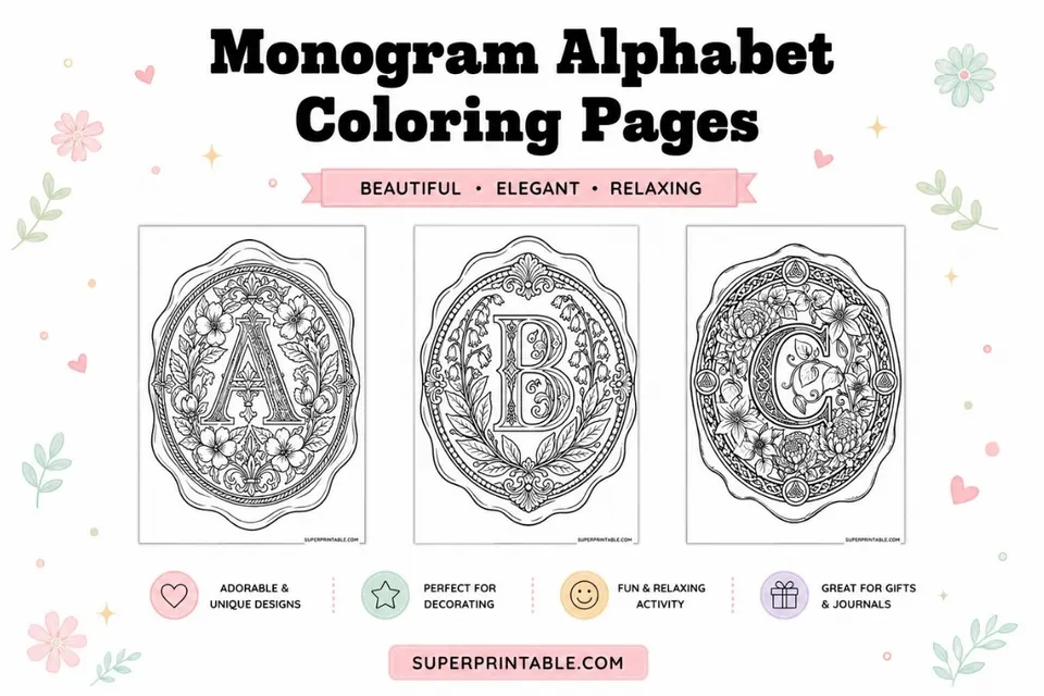 Monogram Alphabet Coloring Pages Feature Image