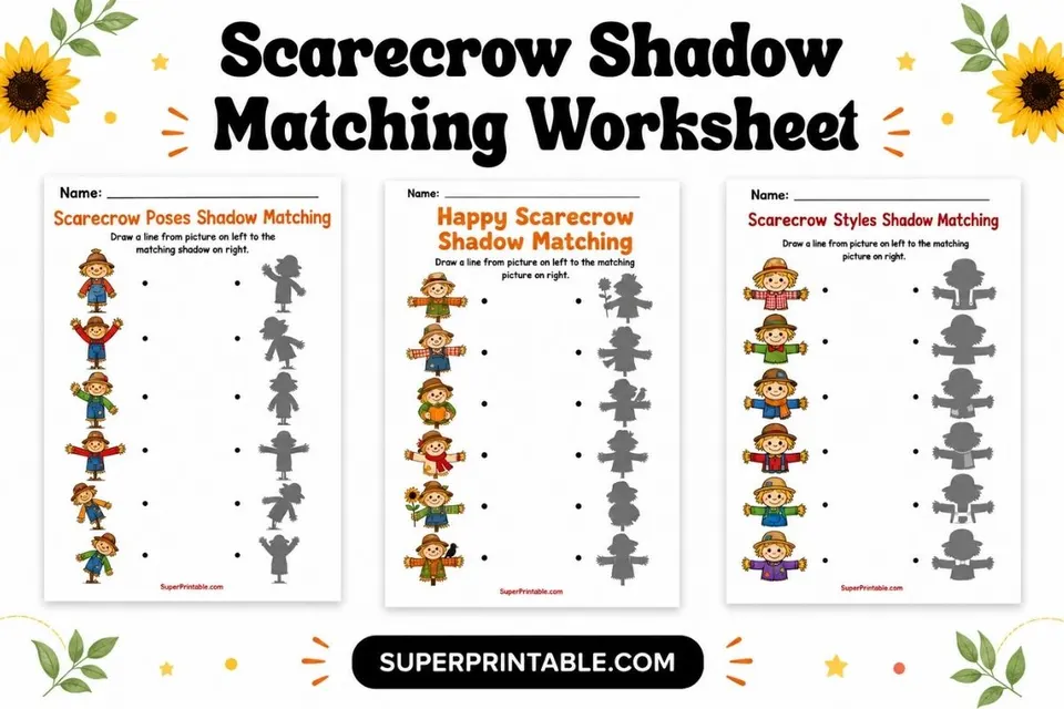 Scarecrow Shadow Matching Worksheet Feature Image