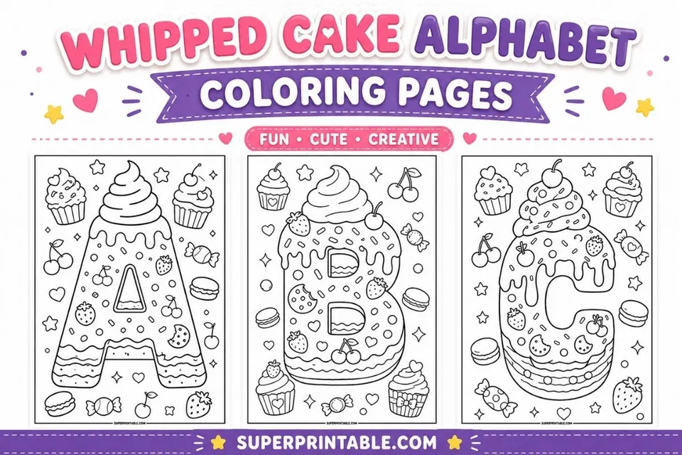 Whipped Cake Alphabet Coloring Pages Feature Image