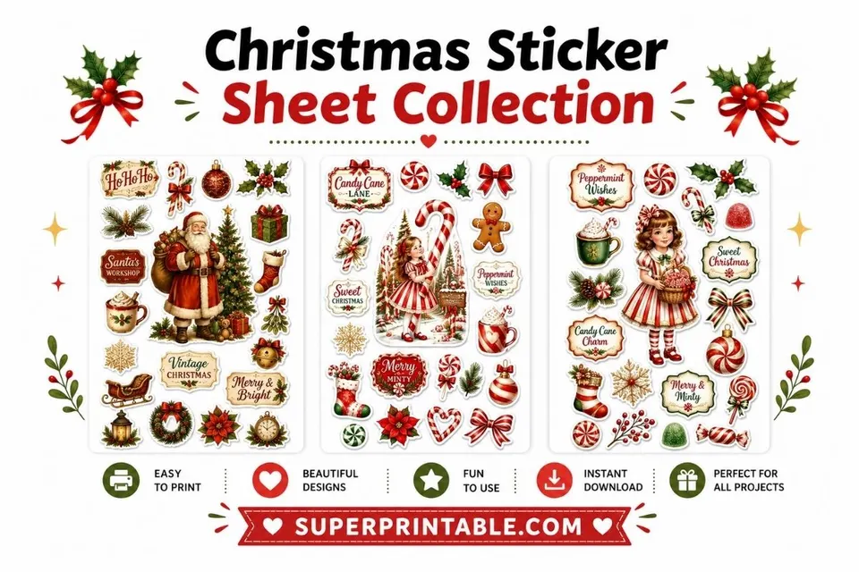 10 Christmas Sticker Sheet Collection Feature Image