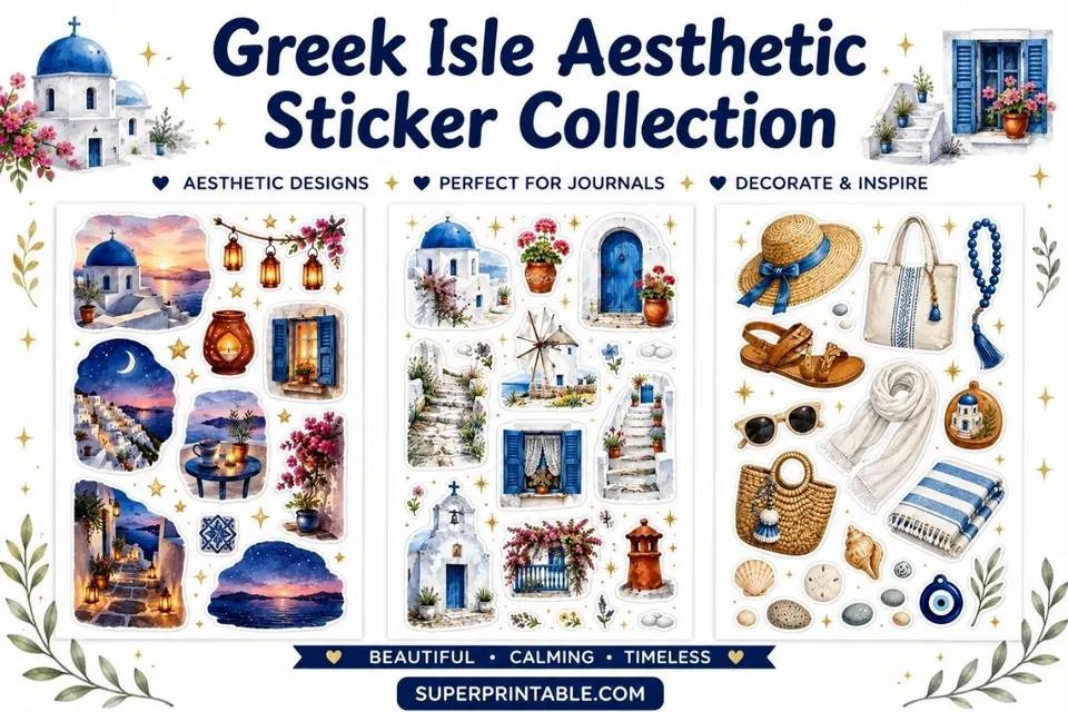 10+ Greek Isle Aesthetic Sticker Collection Feature Image