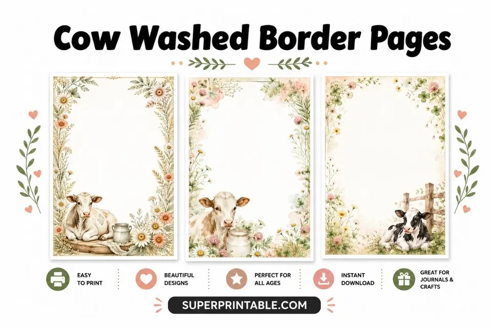 16 Free Cow Washed Border Pages 