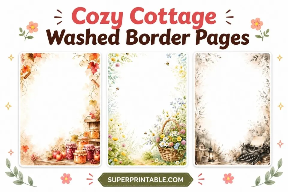 15+ Cozy Cottage Washed Border Pages Feature Image