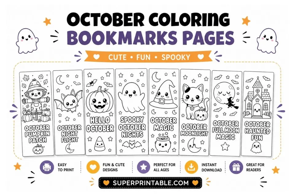 15+ October Coloring Bookmarks Pages Feature Image