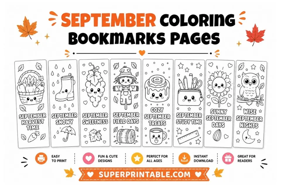 15+ September Coloring Bookmarks Pages Feature Image