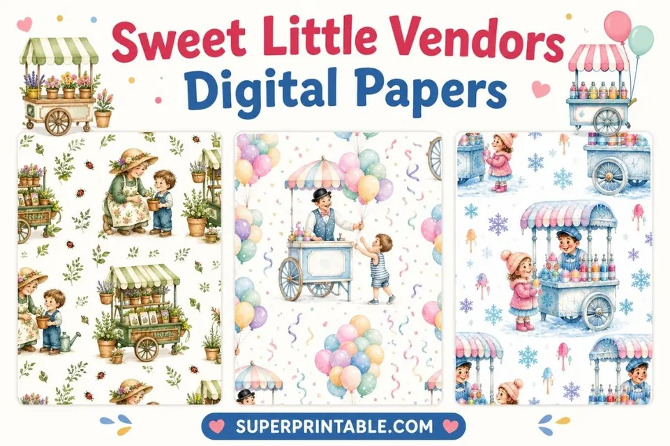 15+ Sweet Little Vendors Digital Papers Feature Image