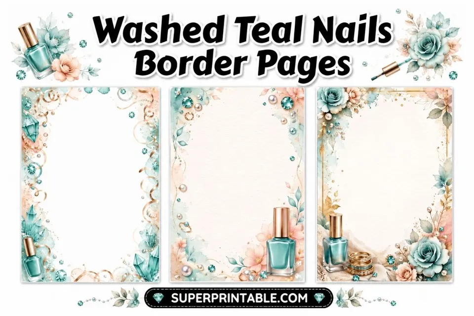18+ Washed Teal Nails Border Pages Feature Image