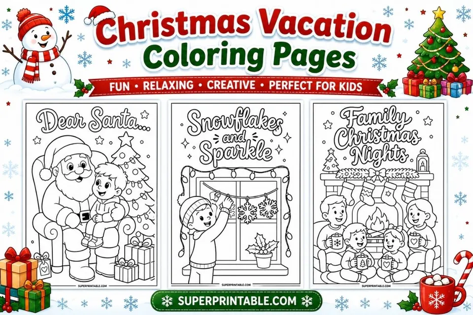20 Christmas Vacation Coloring Pages Feature Image