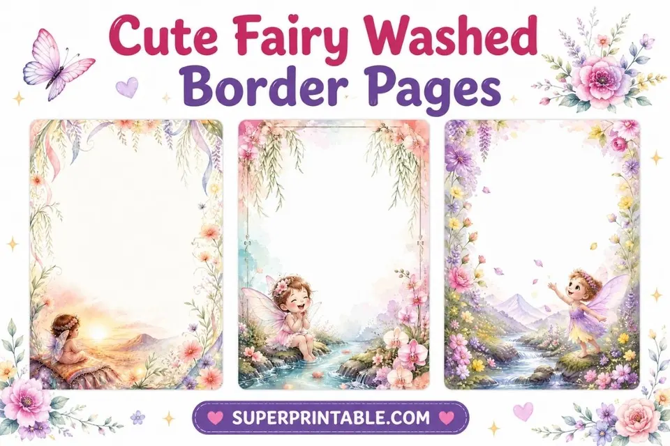 20 Cute Fairy Washed Border Pages Feature Image