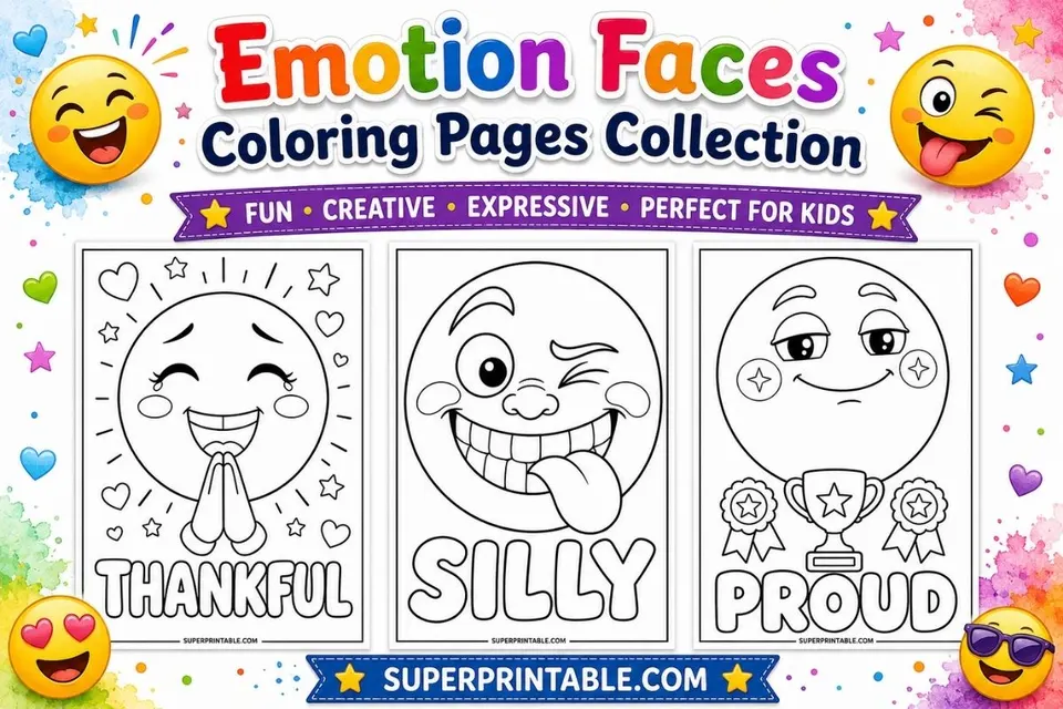 20+ Emotion Faces Coloring Pages Feature Image