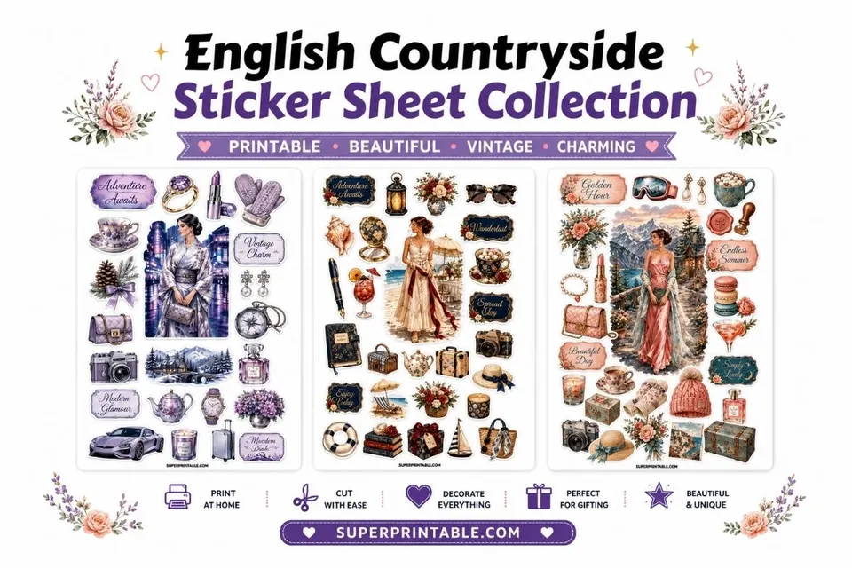 20+ English Countryside Sticker Sheet Collection Feature Image