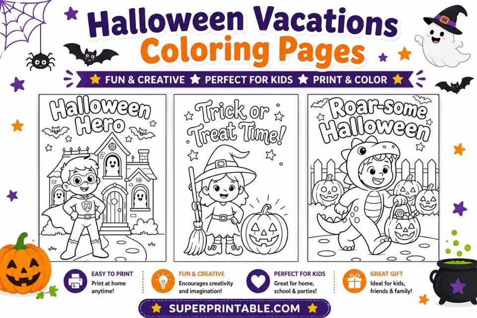 20 Halloween Vacations Coloring Pages Feature Image