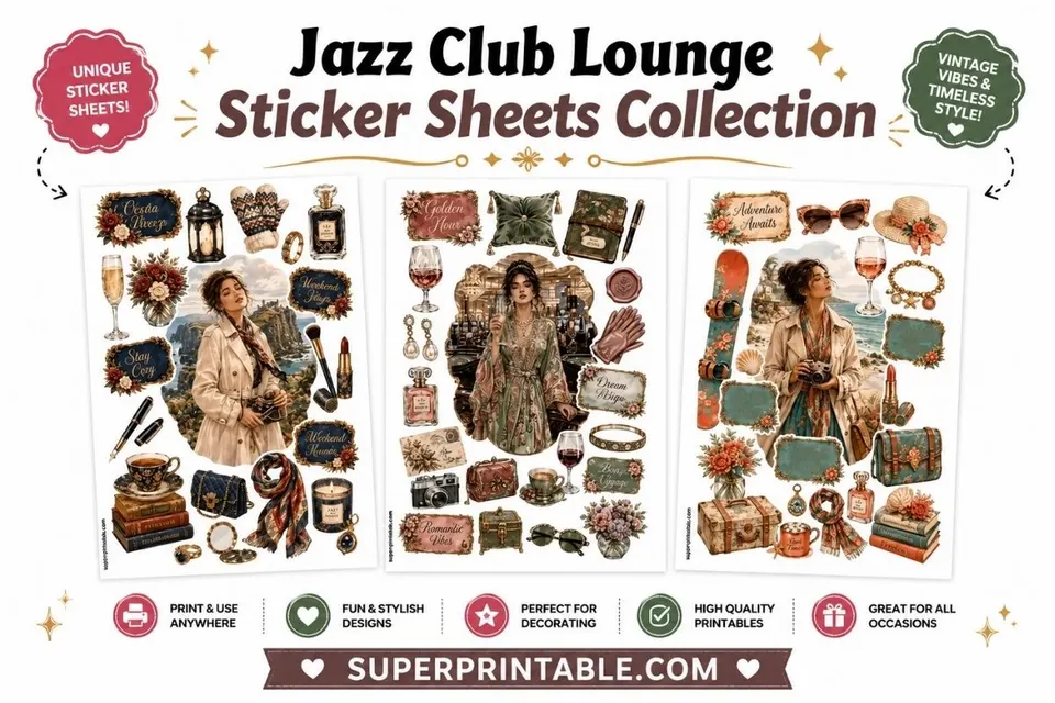 20 Jazz Club Lounge Sticker Sheets Collection Feature Image