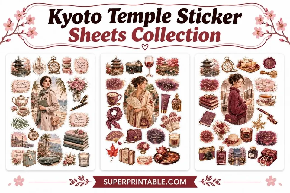 20 Free Kyoto Temple Sticker Sheets Collection 