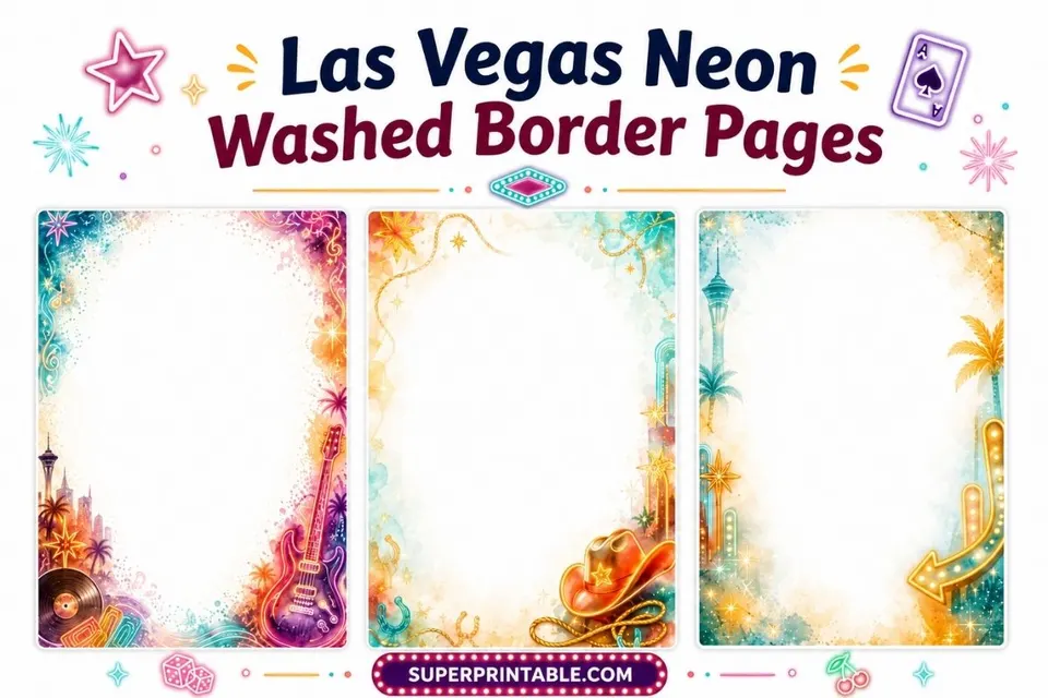 20 Las Vegas Neon Washed Border Pages Feature Image