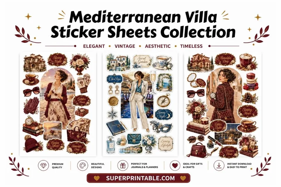 20 Mediterranean Villa Sticker Sheets Collection Feature Image