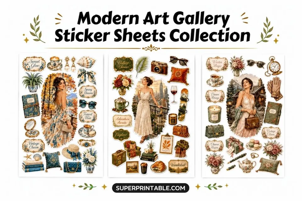 20 Modern Art Gallery Sticker Sheets Collection Feature Image