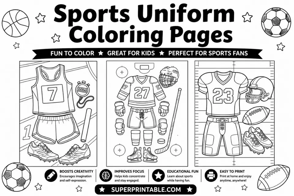20 Sports Uniform Coloring Pages Feature Image