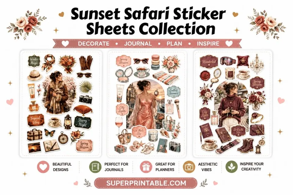 20 Sunset Safari Sticker Sheets Collection Feature Image