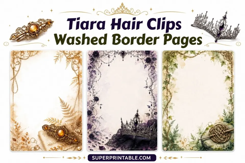 20 Tiara Hair Clips Washed Border Pages Feature Image