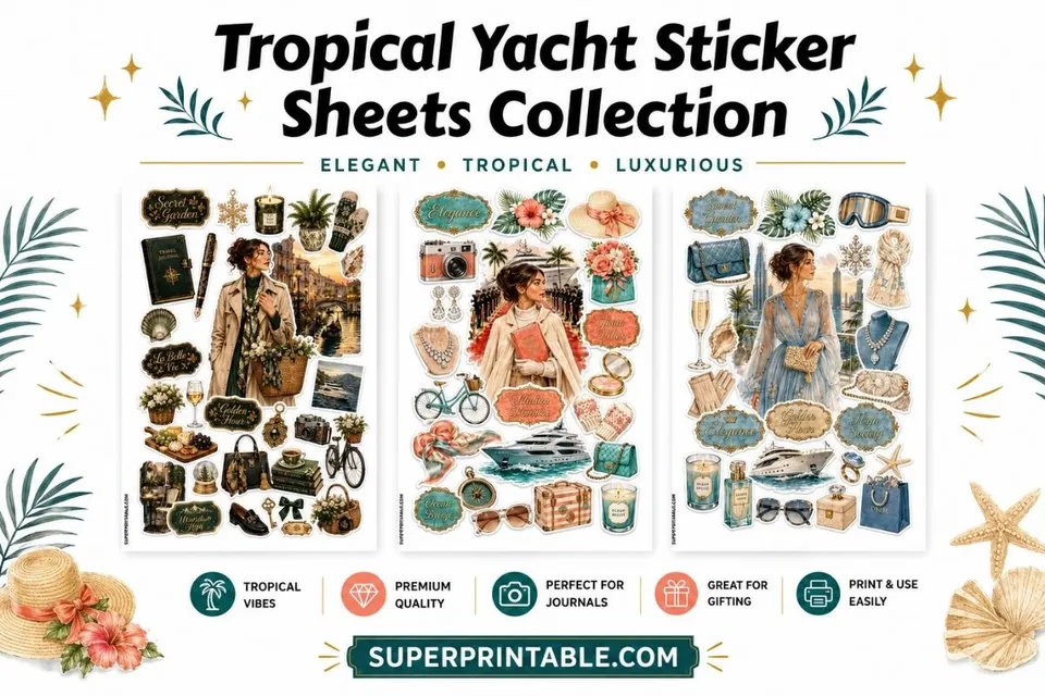 20 Tropical Yacht Sticker Sheets Collection Feature Image