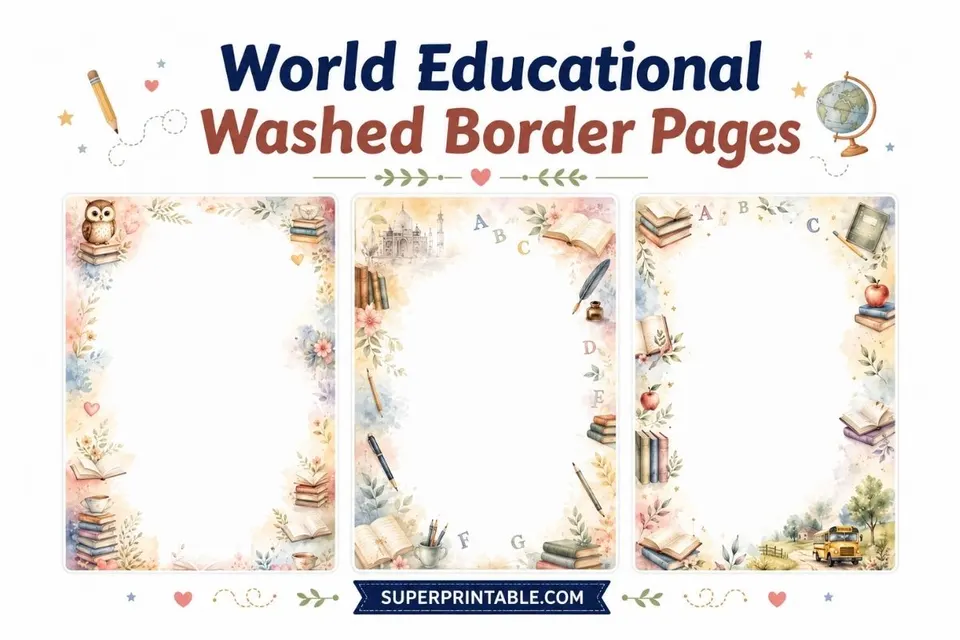 20+ World Educational Washed Border Pages Feature Image