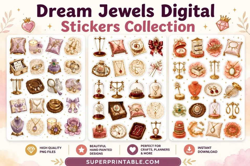 25+ Dream Jewels Digital Stickers Collection Feature Image