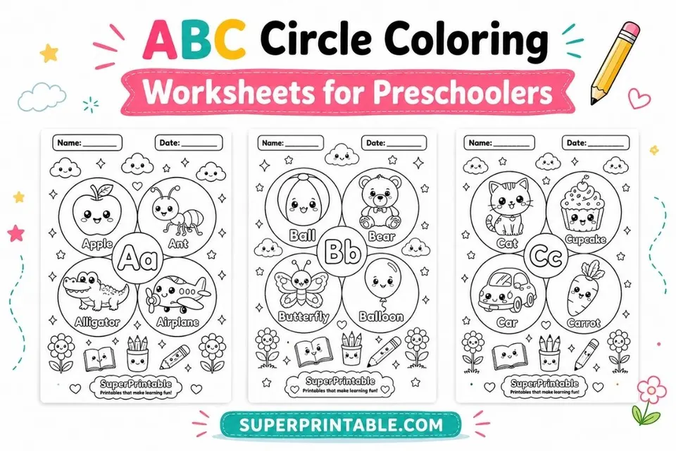 ABC Circle Coloring Worksheets for Preschoolers Feature Image