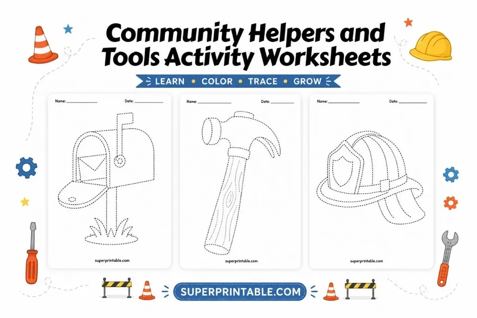 Community Helpers and Tools Activity Worksheets Feature Image