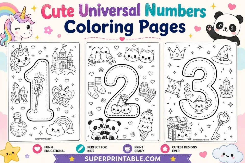 Cute Universal Numbers Coloring Pages Feature Image