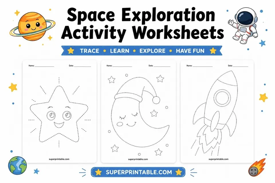Space Exploration Activity Worksheets Feature Image