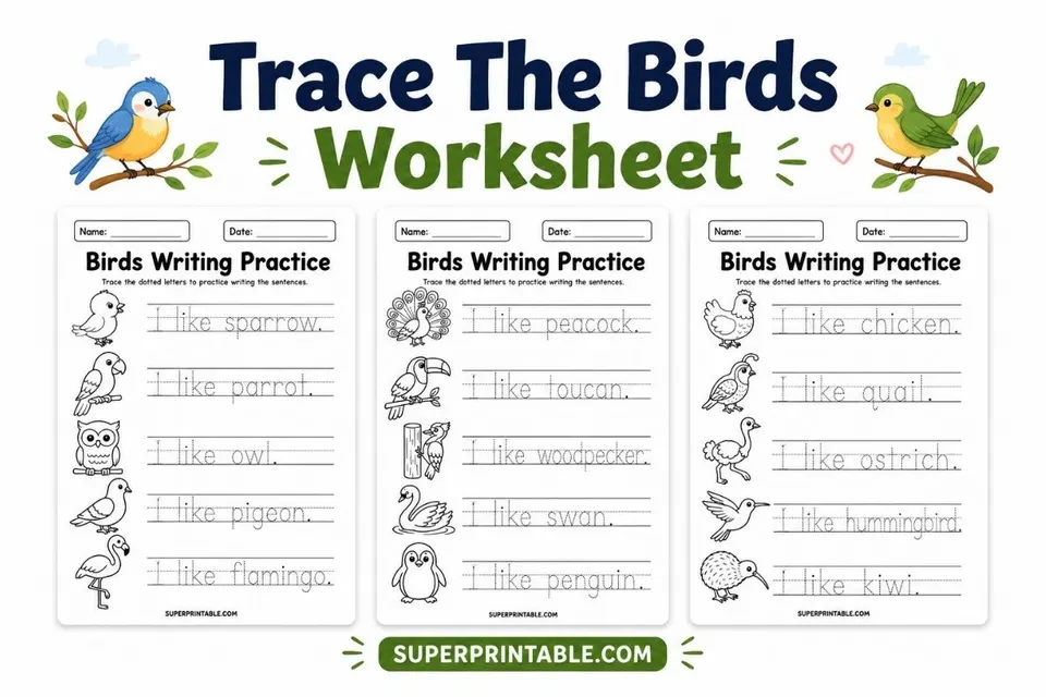 Trace The Birds Worksheet Feature Image
