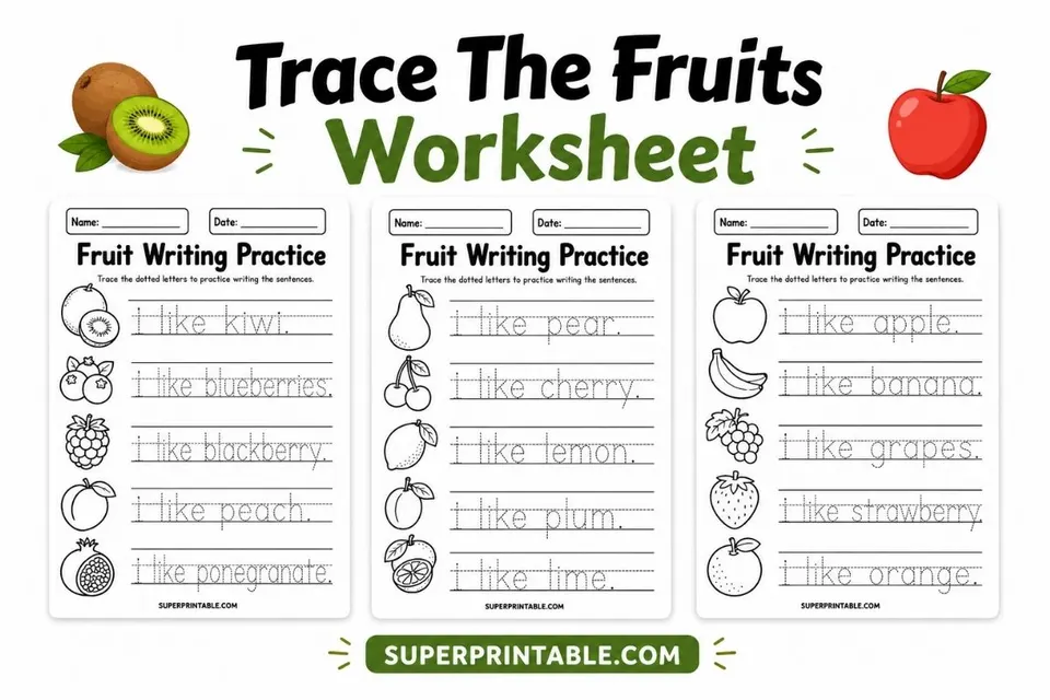 Trace The Fruits Worksheet Feature Image