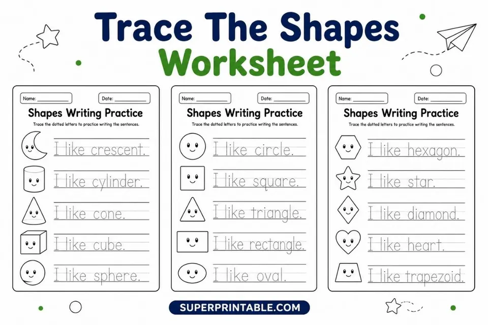 Trace The Shapes Worksheet Feature Image