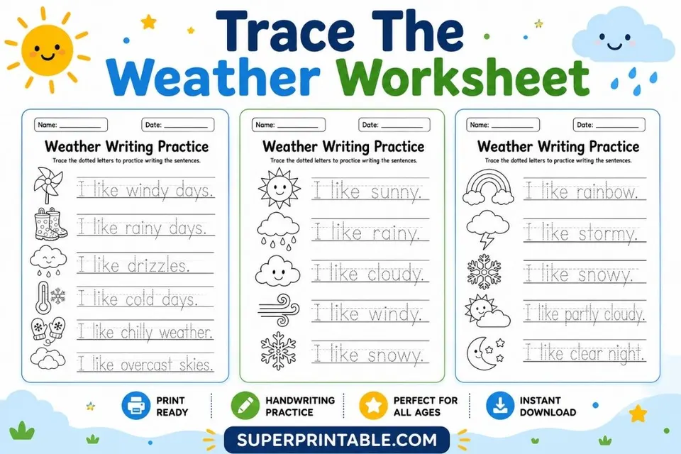 Trace The Weather Worksheet Feature Image