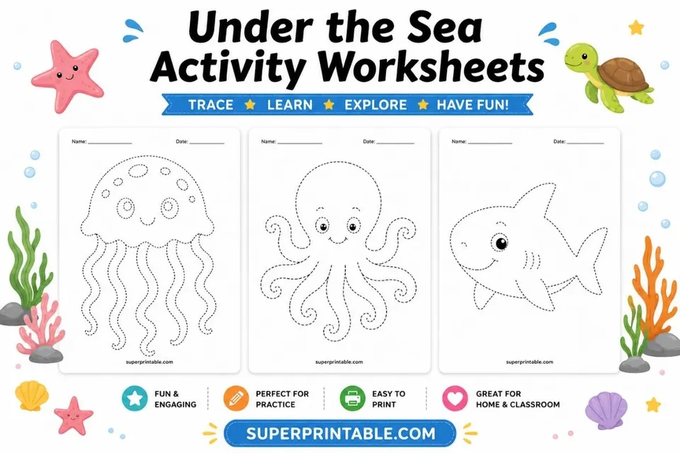 Under the Sea Activity Worksheets Feature Image