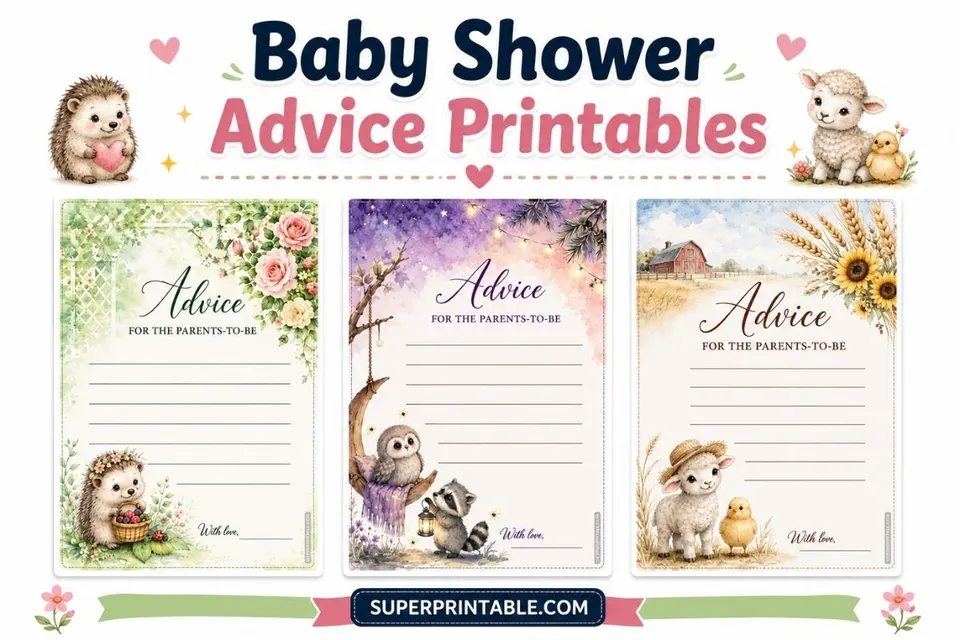 10+ Baby Shower Advice Printables Feature Image