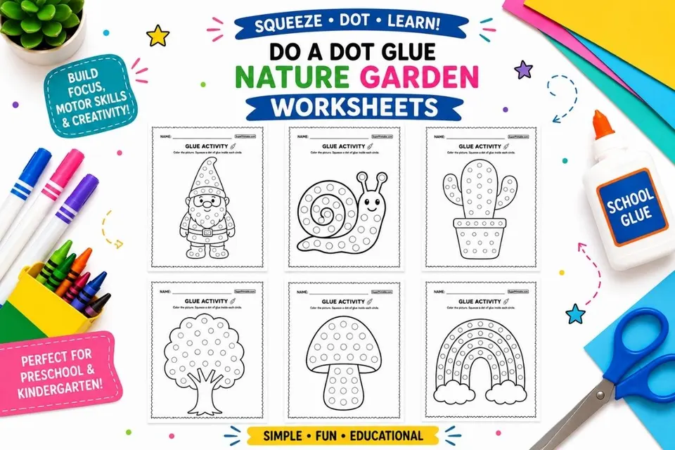 10+ Do A Dot Glue Nature Garden Worksheets Feature Image