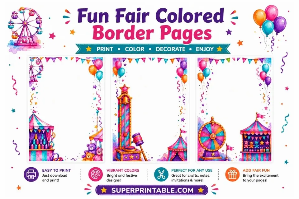 10+ Free Fun Fair Colored Border Pages