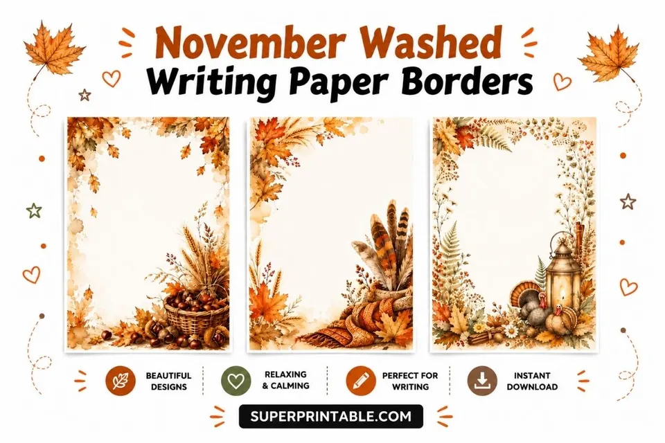10+ November Washed Writing Paper Borders Feature Image