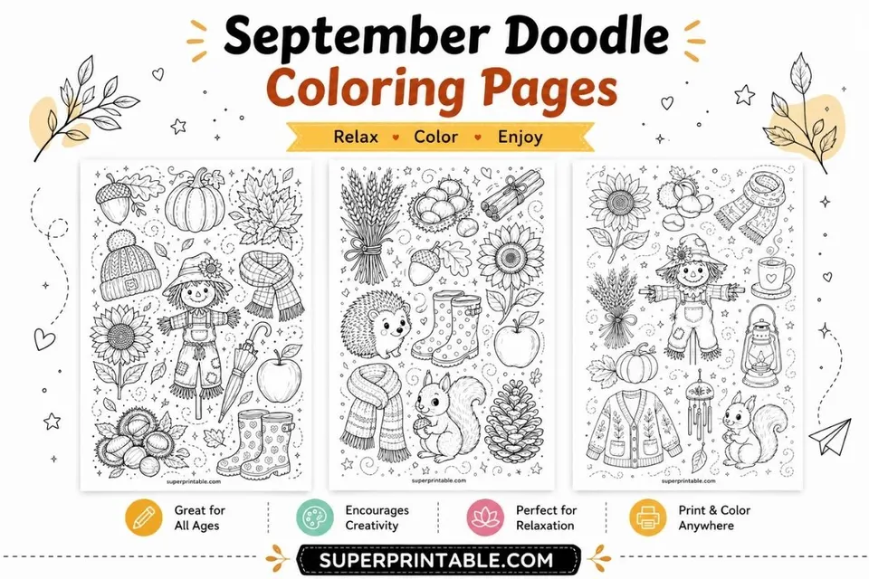 10+ September Doodle Coloring Pages Feature Image