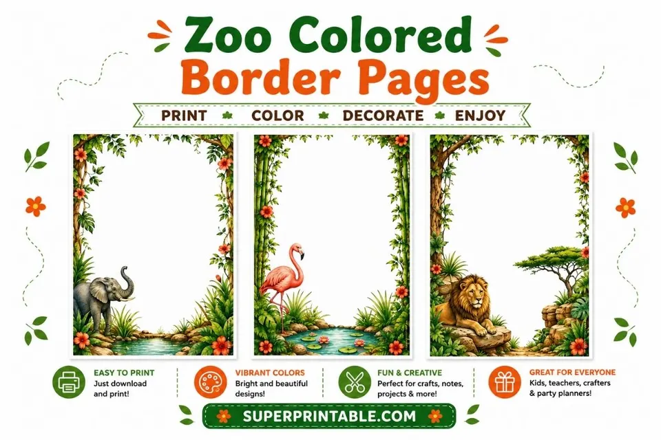 10+ Zoo Colored Border Pages Feature Image