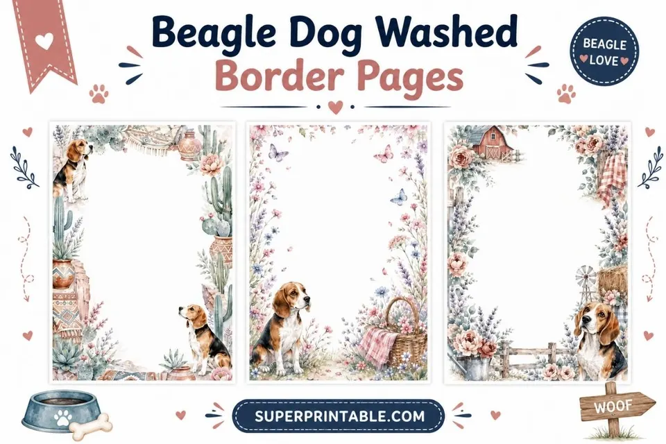 12+ Beagle Dog Washed Border Pages Feature Image