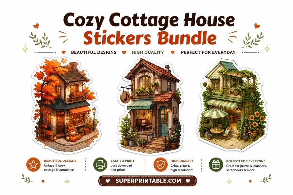 12+ Cozy Cottage House Stickers Bundle Feature Image