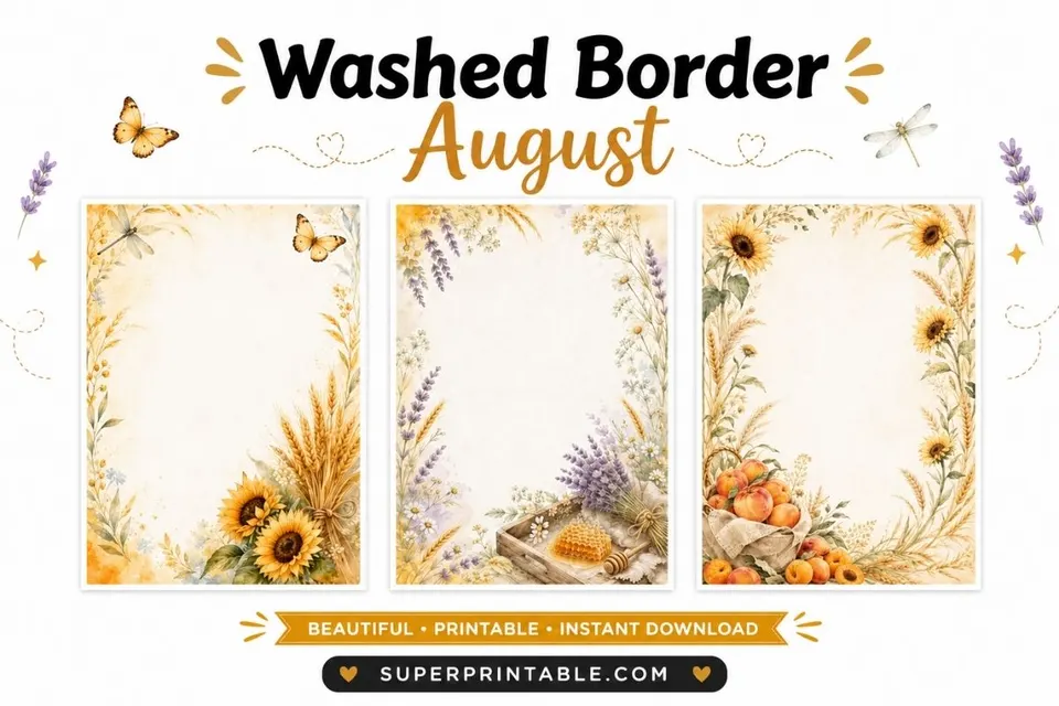 12+ Free August Summer Border Coloring Pages