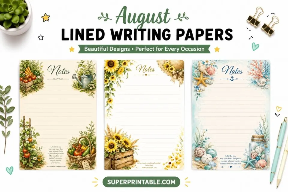 15+ August Lined Writing Papers Feature Image